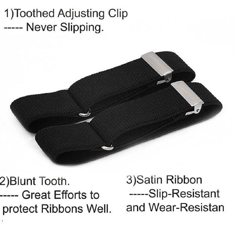 Cyprinus Carpio 2 Pieces Adjustable Shirt Sleeve Holders Anti-Slip Armbands Elastic Sleeve Garters for Women Men(1 "W *12 1/2L -Black) - Image 5